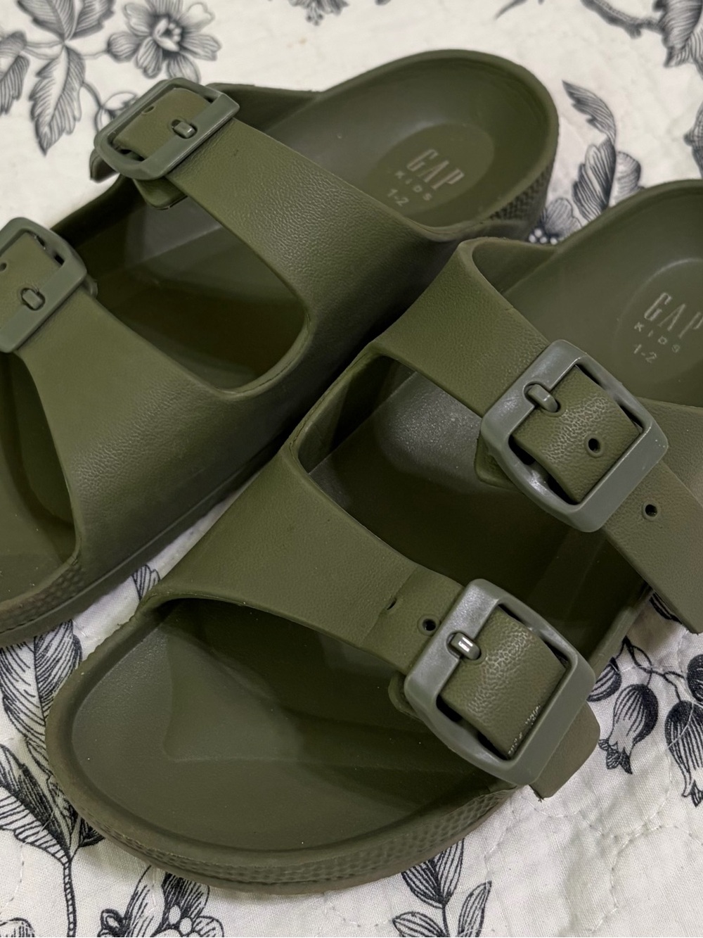 GAP Kids Olive Green Double Buckle Slide Sandals